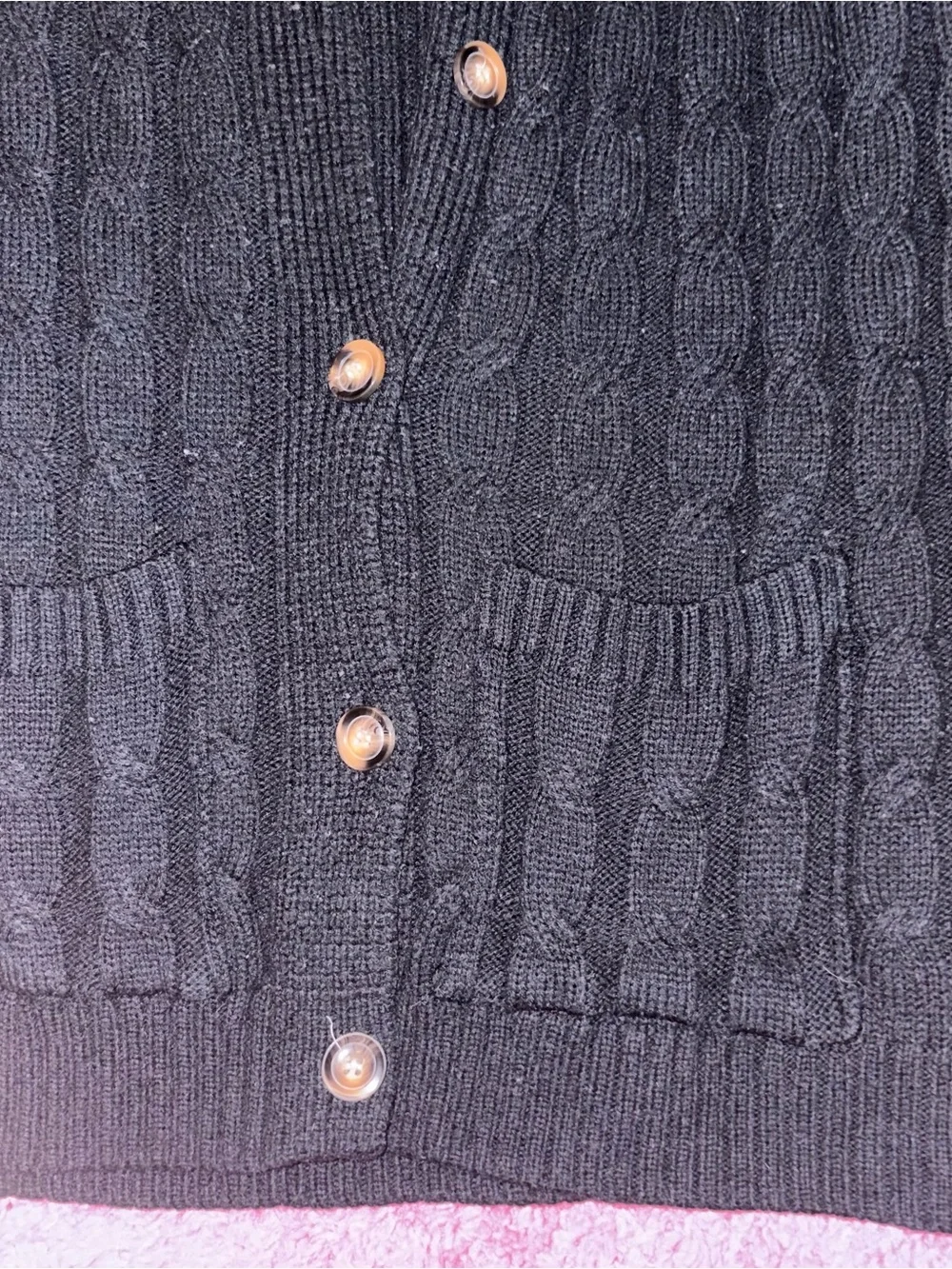 Black Cable-Knit Button Cardigan Sweater - Picture 2 of 3